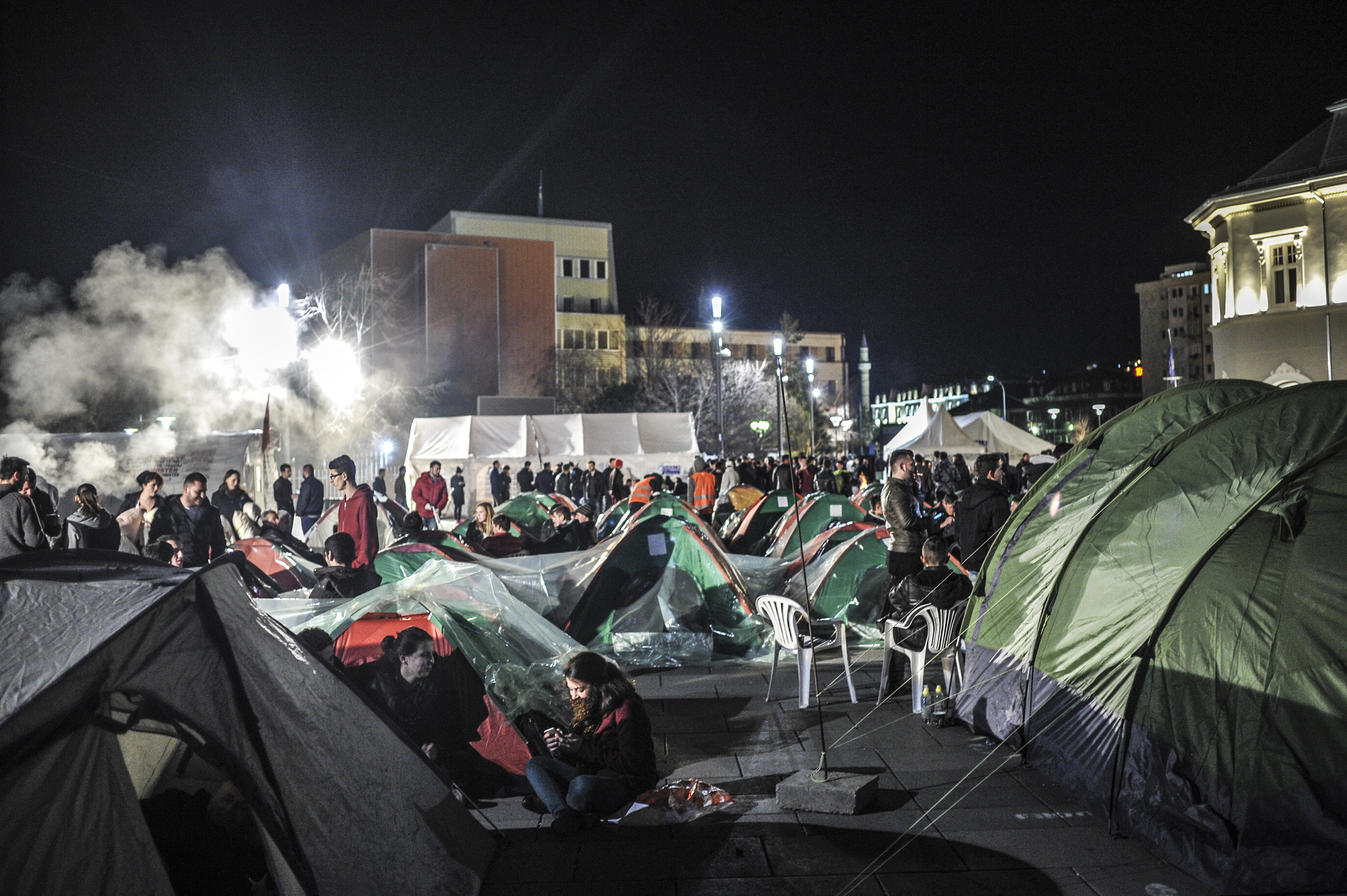 The first night at the protest camp - Prishtina Insight Prishtina Insight