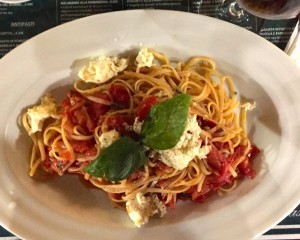 The tomatoes, basil, and ricotta pasta was fresh and large enough for two to share. 