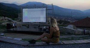 Screening at the open cinema at the Prizren fortress in 2018. Photo: Suer Celina, courtesy of Dokuufest.