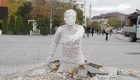 An art installation titled ‘Find Me’, created by Kosovan sculptor Eroll Murati, was displayed in the main square in Prishtina in November 2021. Photo: BIRN