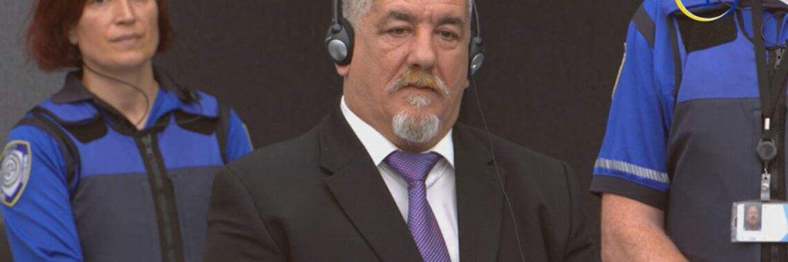 Pjeter Shala in court during the announcement of the verdict in July 2024. Photo: Livestream/Kosovo Specialist Chambers.