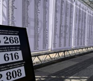 An exhibition in Sarajevo with the names of more than 7,000 Bosnians who are still missing. Photo: BIRN.