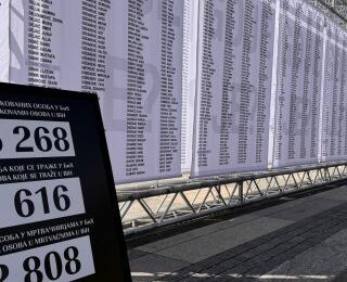 An exhibition in Sarajevo with the names of more than 7,000 Bosnians who are still missing. Photo: BIRN.