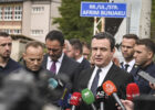 Albin Kurti at the renaming of the Ballaban-Banjska road after slain police sergeant Afrim Bunjaku. Photo: Kosovo PM’s Office.