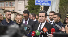 Albin Kurti at the renaming of the Ballaban-Banjska road after slain police sergeant Afrim Bunjaku. Photo: Kosovo PM’s Office.