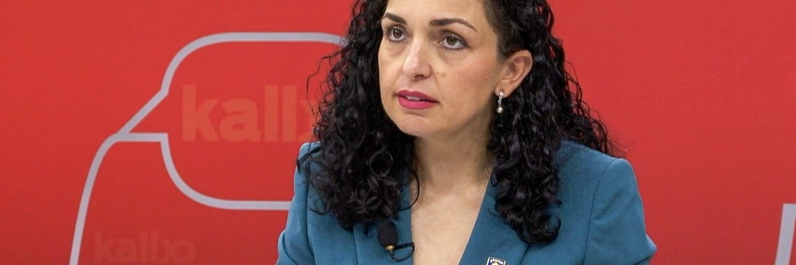 Kosovo's President Vjosa Osmani during the televised interview with BIRN. Photo: BIRN.