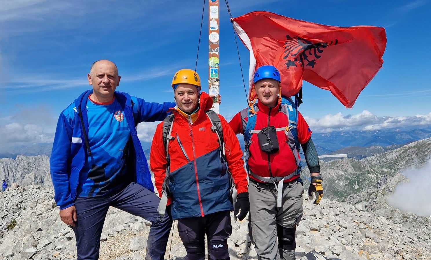 The closest Emir Morina (L) has ever come to Kosovo in the last 20 years – the border between Montenegro, Albania and Kosovo) in the Bjeshket e Nemuna (Accursed Mountains) National Park. Photo courtesy of Emir Morina.