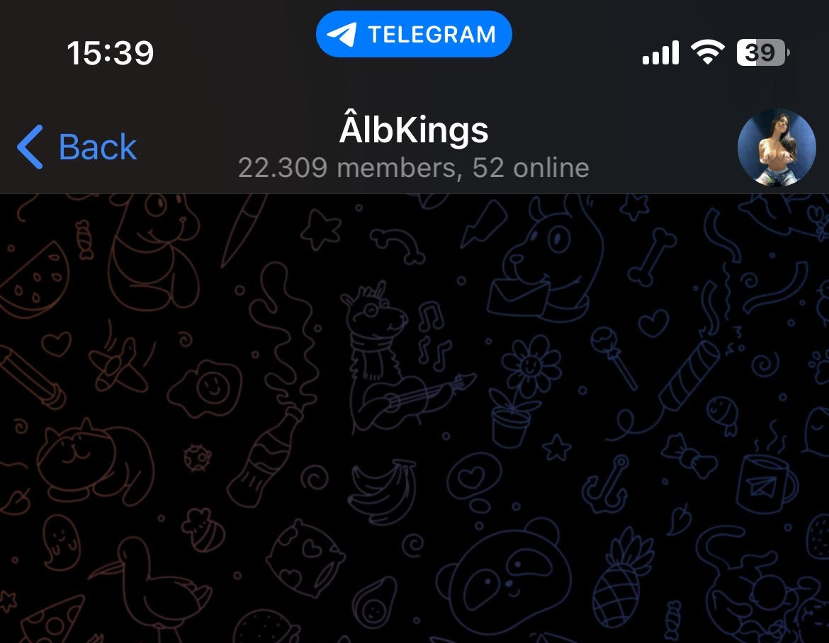 The deepfake content in "AlbKings" was exclusively pornographic Photo: Screenshot from Telegram