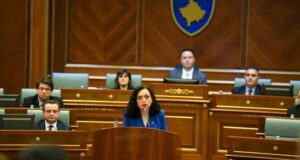 Kosovo President Vjosa Osmani addresses the assembly on November 21, 2024. Photo: Kosovo Presidency