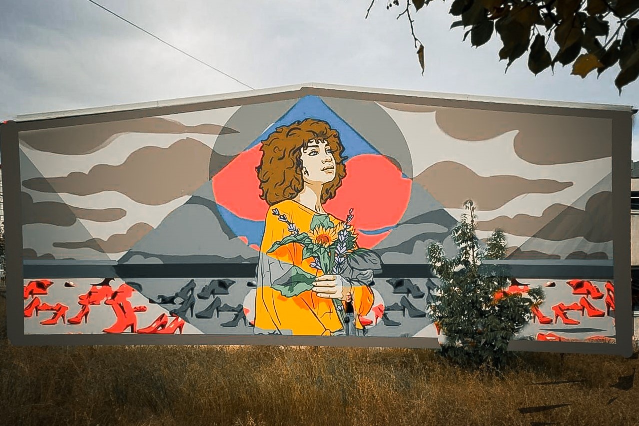 A mural envisioned by Argjenda Azemi unveiled on November 25, 2024 in Prishtina, symbolizing hope for a future where women can live without fear. The artwork was supported by UNMIK and organized by Mural Fest Kosova. Photo: UNMIK.