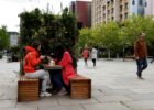 Locals enjoy take away coffee on the main square in Prishtina, Kosovo, 27 May 2020. Photo: EPA/Valdrin Xhemaj