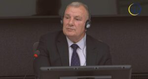 Shukri Buja testifying in court on Wednesday, November 6, 2024. Photo: Livestream/Kosovo Specialist Chambers