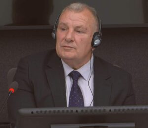 Shukri Buja testifying in court on Wednesday, November 6, 2024. Photo: Livestream/Kosovo Specialist Chambers