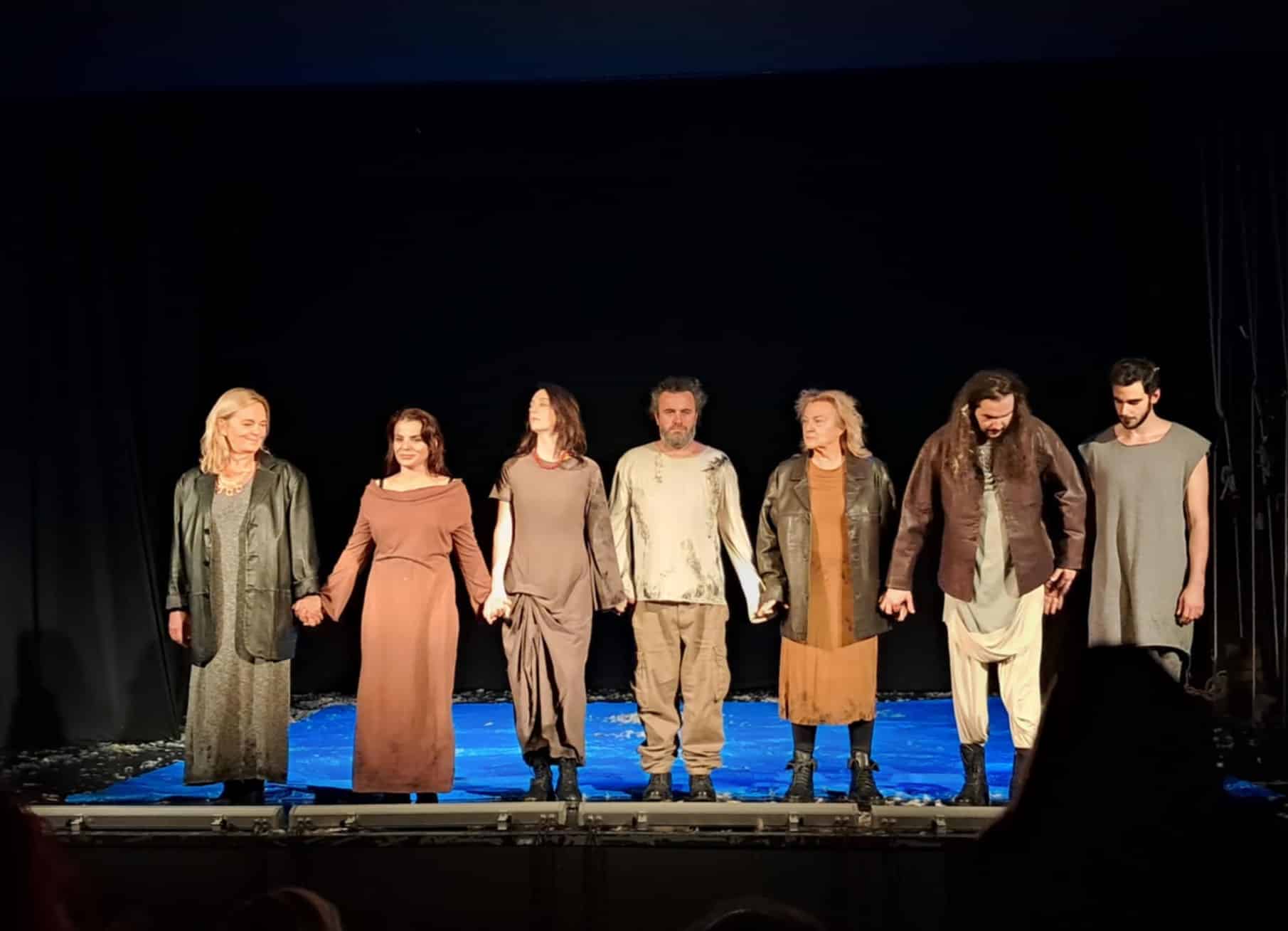 The cast of ‘Women of Troy’ at the end of the play. Photo: BIRN