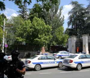 Armed police officers in Belgrade on June 2024. Photo: EPA-EFE/ANDREJ CUKIC