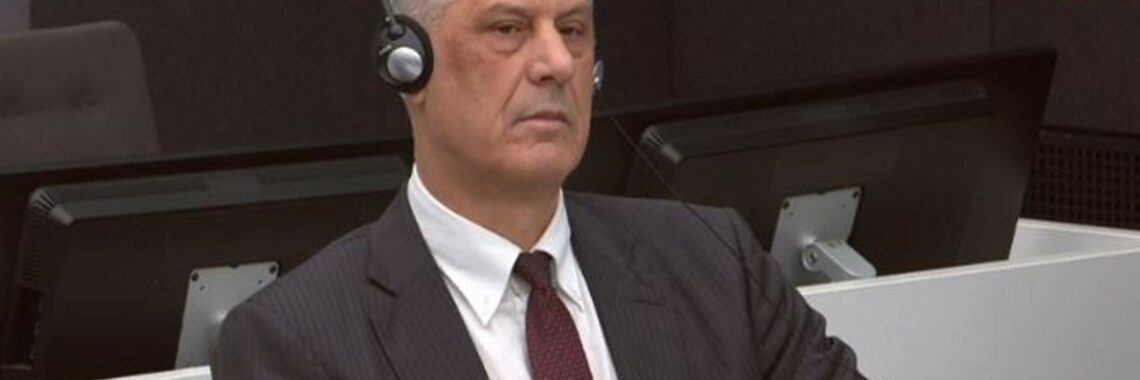 Hashim Thaci at his initial appearance on obstruction of justice charges at the Kosovo Specialist Chambers in the Hague, December 8, 2024. Photo: Kosovo Specialist Chambers/Live Updates.