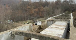 Repairs to the canal hit by the blast on November 30. Photo: BIRN/Adelina Ahmeti.