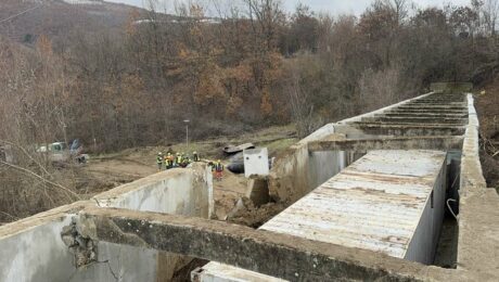 Repairs to the canal hit by the blast on November 30. Photo: BIRN/Adelina Ahmeti.