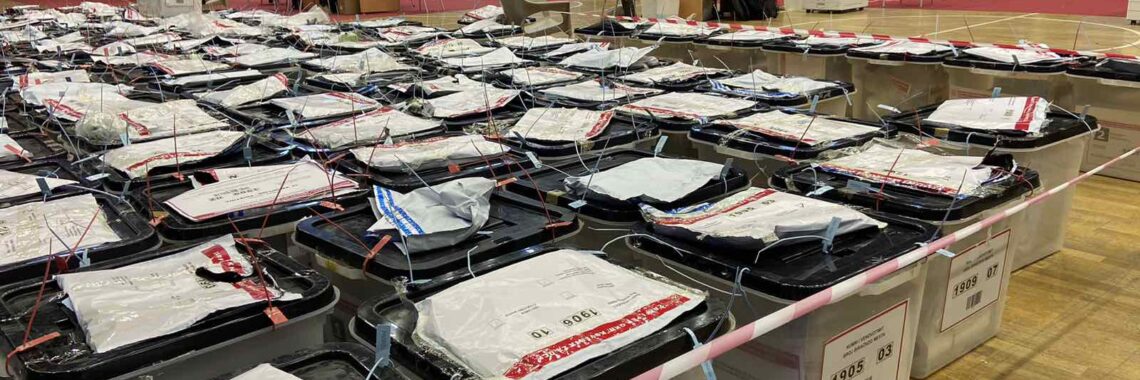 Ballot boxes delivered to the vote counting center on February 11, 2025. Photo: BIRN