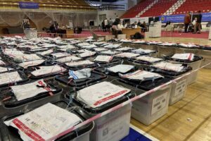 Ballot boxes delivered to the vote counting center on February 11, 2025. Photo: BIRN