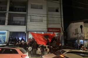 Supporters of Vetëvendosje celebrating in Mitrovica, February 9, 2025. Photo: BIRN