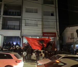 Supporters of Vetëvendosje celebrating in Mitrovica, February 9, 2025. Photo: BIRN