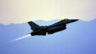 A F-16 fighter jet takes off from the northern Italian NATO airbase Aviano on 24 March 1999 to hit targets in Serbia, Montenegro and Kosovo with air strikes. PHOTO: EPA/STRINGER/