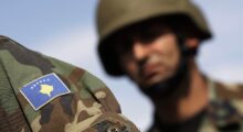 The Kosovo flag is seen in the uniform of a member of the Kosovo Security Force (KSF) during a ceremony in Pristina, Kosovo, August 18, 2009. Photo: EPA/VALDRIN XHEMAJ