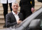 Former Kosovo President Hashim Thaçi visiting his hospitalised father at the University Clinical Centre of Kosovo on March 13, 2025. Photo: BIRN/Denis Sllovinja.