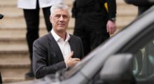 Former Kosovo President Hashim Thaçi visiting his hospitalised father at the University Clinical Centre of Kosovo on March 13, 2025. Photo: BIRN/Denis Sllovinja.