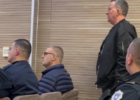 Bedri Shabani (L) and Muharrem Qerimi (R) at the initial hearing for espionage at the Prishtina Basic Court on March 17, 2025. Photo: BIRN