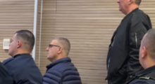 Bedri Shabani (L) and Muharrem Qerimi (R) at the initial hearing for espionage at the Prishtina Basic Court on March 17, 2025. Photo: BIRN