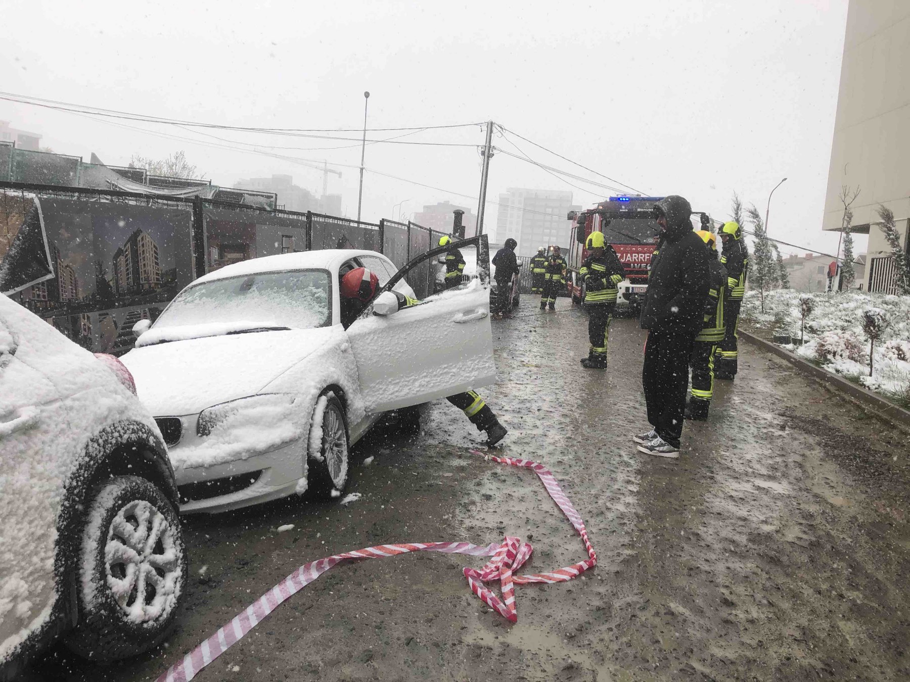 Landslide at a construction site in the ‘Velania’ neighborhood of Prishtina on April 6. Photo: BIRN