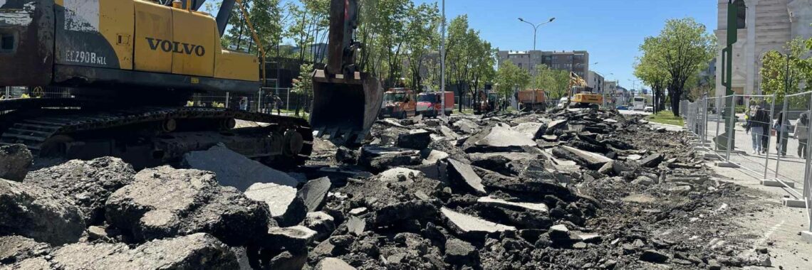 Construction at George Bush Square in Prishtina on April 29, 2025. Photo: BIRN