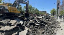 Construction at George Bush Square in Prishtina on April 29, 2025. Photo: BIRN