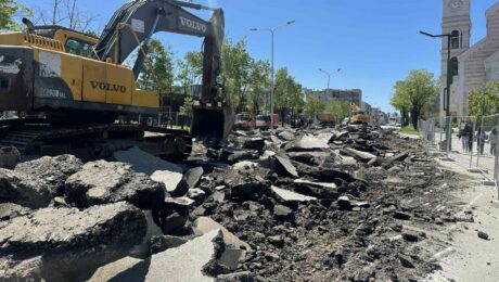 Construction at George Bush Square in Prishtina on April 29, 2025. Photo: BIRN