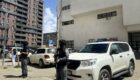 Kosovo Police Special Unit at the Basic Court of Ferizaj during the April 22 hearing for six suspects charged with the murder of police sergeant Muhamed Lika. Photo: BIRN
