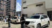 Kosovo Police Special Unit at the Basic Court of Ferizaj during the April 22 hearing for six suspects charged with the murder of police sergeant Muhamed Lika. Photo: BIRN
