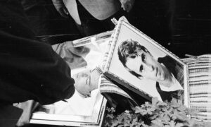 The funeral of Fatmir Krasniqi in Prishtina, killed in May 1991 during his mandatory military service in the Yugoslav People’s Army, JNA. Photo: Courtesy of Ridvan Slivova