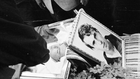 The funeral of Fatmir Krasniqi in Prishtina, killed in May 1991 during his mandatory military service in the Yugoslav People’s Army, JNA. Photo: Courtesy of Ridvan Slivova