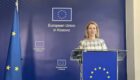 EU High Representative for Foreign Affairs and Security Policy Kaja Kallas at a press conference in Pristina, Kosovo, May 22, 2025. Photo: BIRN
