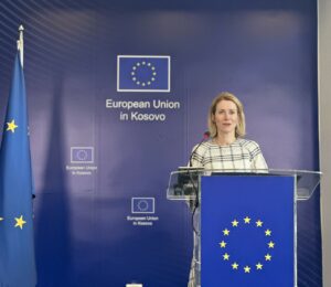 EU High Representative for Foreign Affairs and Security Policy Kaja Kallas at a press conference in Pristina, Kosovo, May 22, 2025. Photo: BIRN