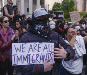 People protest outside an Immigration and Customs Enforcement (ICE) office in New York, US, 10 June 2025. Photo: EPA-EFE/SARAH YENESEL
