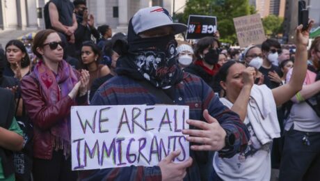 People protest outside an Immigration and Customs Enforcement (ICE) office in New York, US, 10 June 2025. Photo: EPA-EFE/SARAH YENESEL