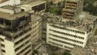 An ariel view of the Prishtina PTT (Post, Telegraf, Telefon) which was destroyed by NATO bombing. June 15, 1999. Photo: EPA/Russell Boyce/OP/FMS.