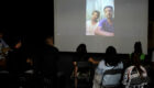 Hussein al-Jerjaw (L) and his brother Asem (R) during a talk, via Zoom video call from Gaza, at BIRN's Reporting House exhibition in Kosovo's capital, Prishtina. Photo: BIRN/Jetmir Hoxha