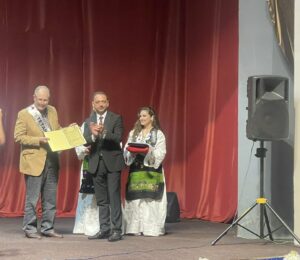 British journalist, Vaughan Smith (L), receiving the 'Honorary Citizen' award in Skenderaj, June 18, 2025. Photo: BIRN