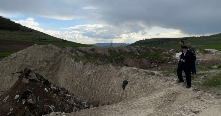 Experts and family representatives observe excavations near the Stavalj mine, May 31, 2022. Photo: Kosovo Government Commission on Missing Persons.