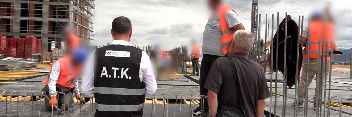 Kosovo Tax Administration officials inspect a worksite in the Prizren region in July 2025, where unregistered workers from Turkey were found during a routine check. Photo: BIRN