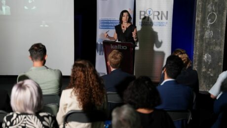 BIRN Kosovo Director Jeta Xharra at the launch of a project to document the stories and trauma of families of missing persons from the Kosovo war, on August 29, 2025. Photo: BIRN